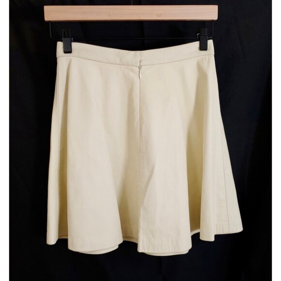 Sally LaPointe Lambskin Mini Skirt in Eggshell-Powder - Small - NWOT - Picture 4 of 5